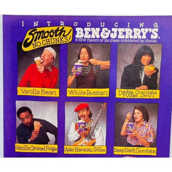 Ben & Jerrys Print Ad Vintage 1994 Ice Cream Famous Activists Carlos Santana - Picture 4 of 6